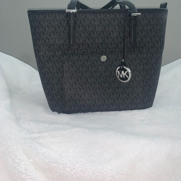 Black and Silver MK Tote - Picture 1 of 3